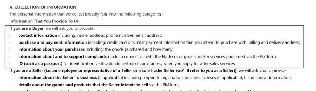 Política de privacidad de AliExpress