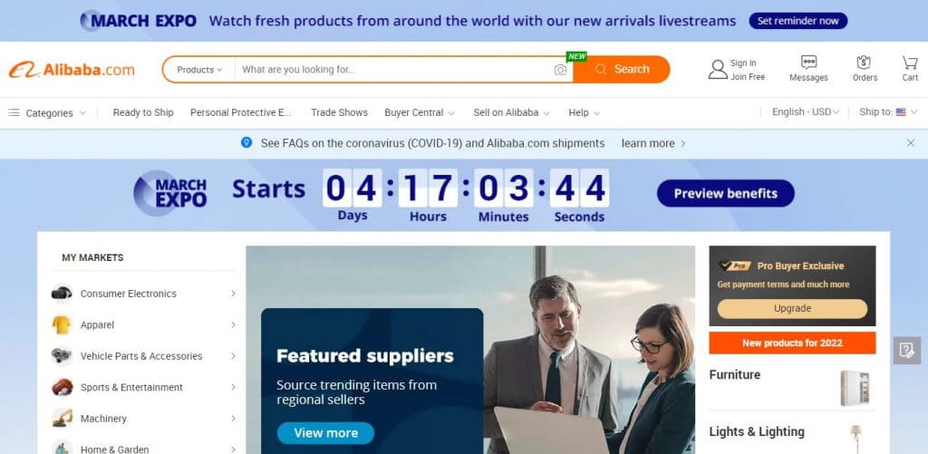 Métodos de pagamento Alibaba