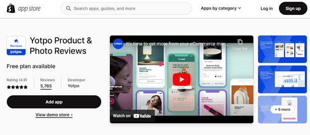 Examen de l'application yotpo