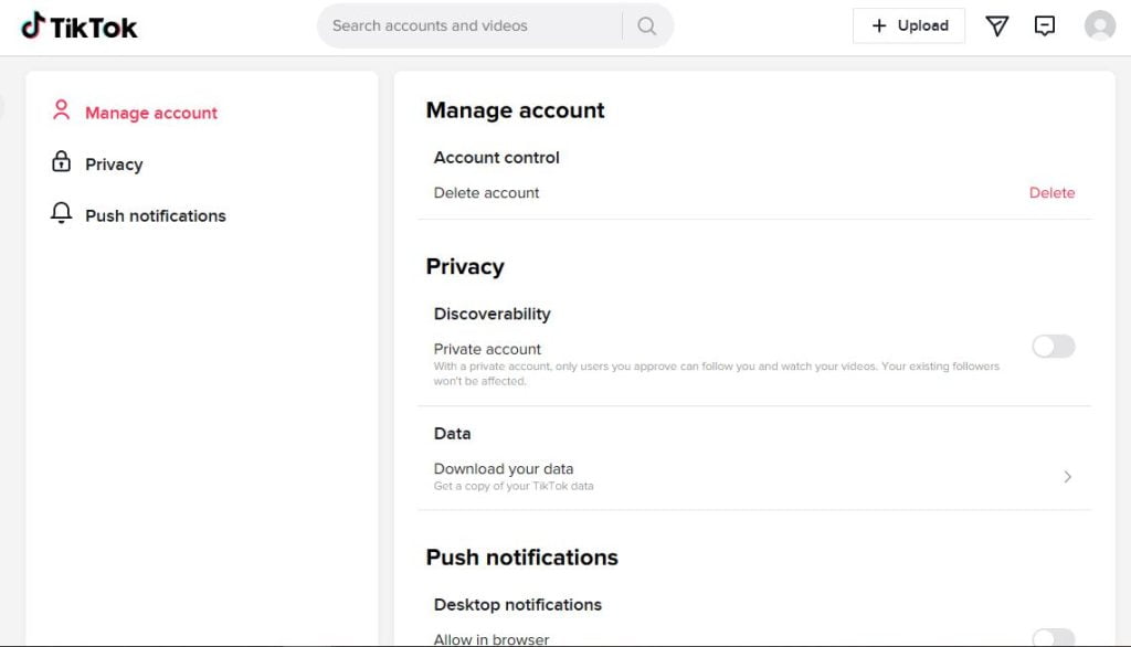 gestionar cuenta tiktok