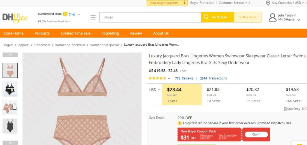 dhgate iç çamaşırı tedarikçileri