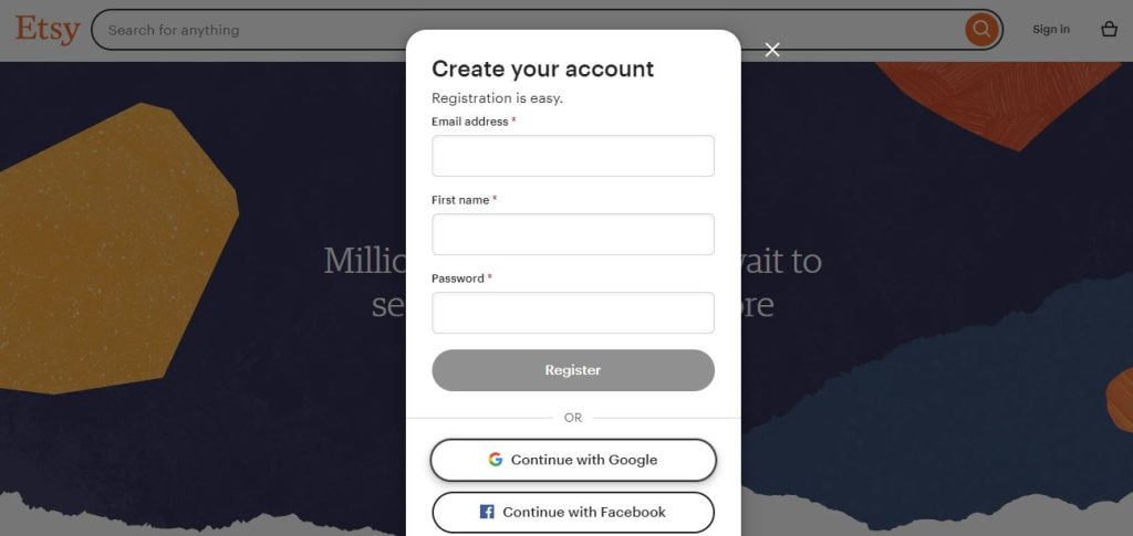 etsy sign up