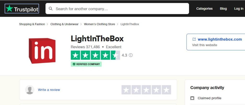 lightinthebox trustpilot