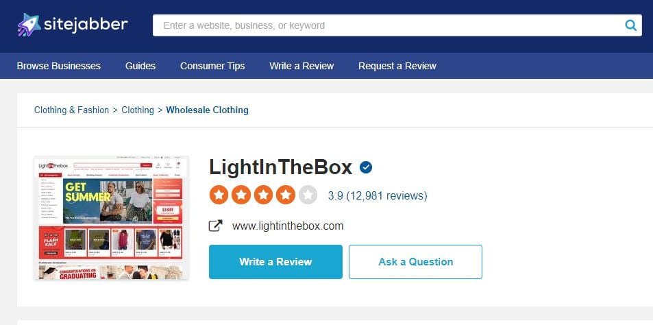 lightinthebox sitejabber