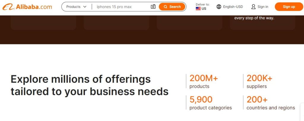 alibaba product range