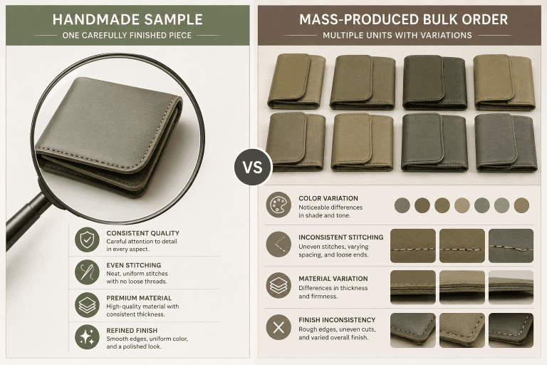 Comparaison de la qualité entre les produits faits main et les produits de masse