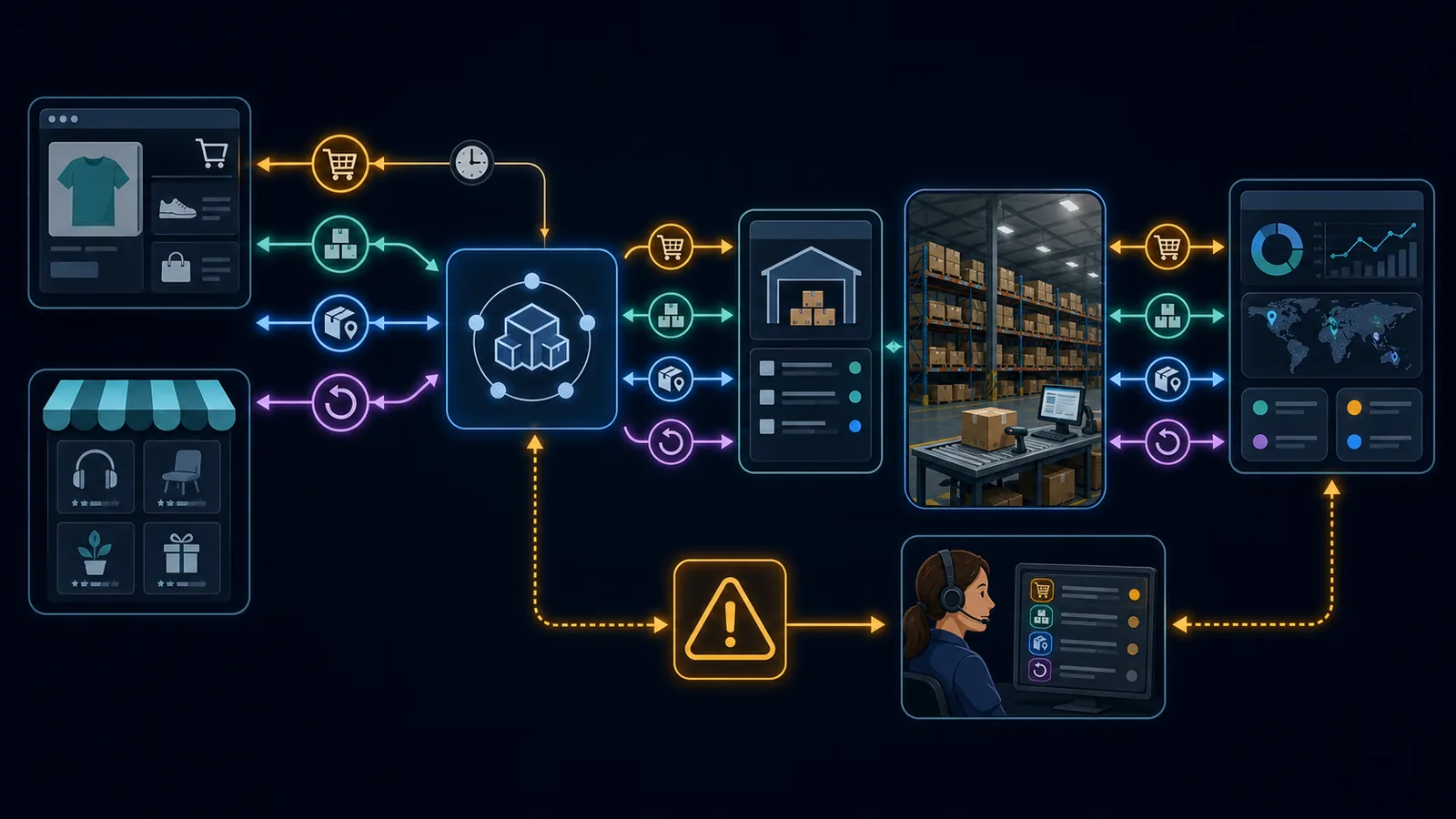 How to Choose 3PL for Small Ecommerce Business: 17 Questions Before You Sign Ecommerce store, OMS, and 3PL WMS data flow with an exception queue and support owner