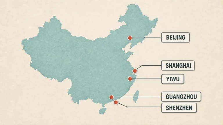 Mercato falso cinese, mappa di cinque città con Taiwan