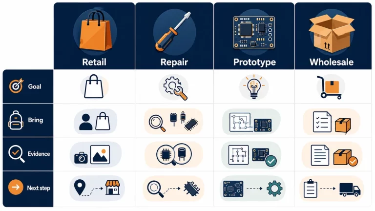 Matriz de misión del comprador de electrónica de Huaqiangbei