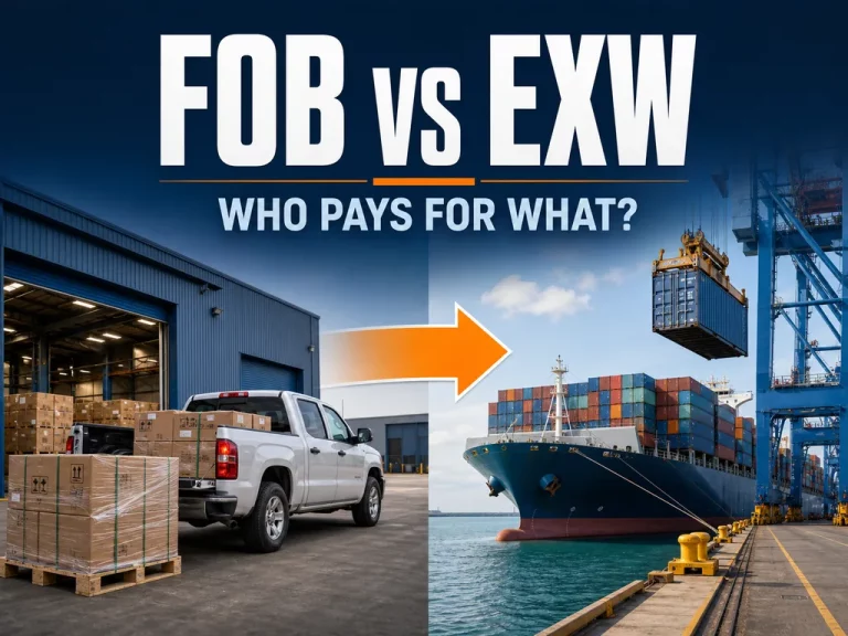 FOB vs EXW comparison from factory pickup to ocean vessel