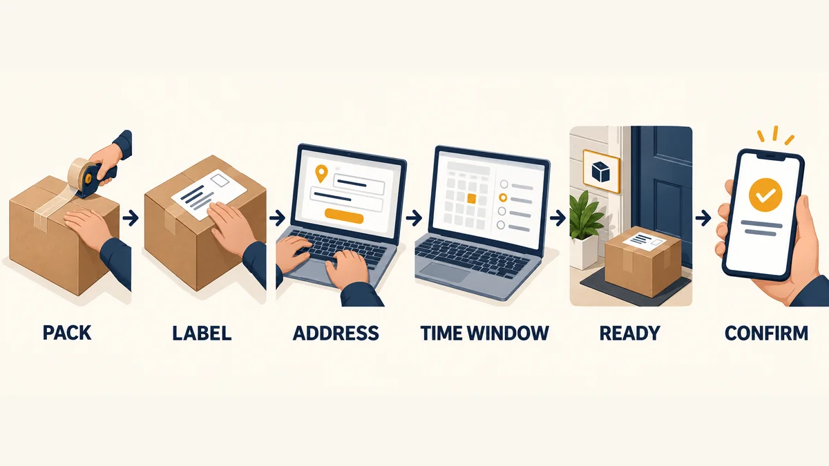 Sechs Schritte zur Online-Bestellung einer UPS-Abholung